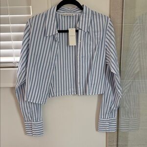 Abercrombie & Fitch Blue and White Striped Blouse